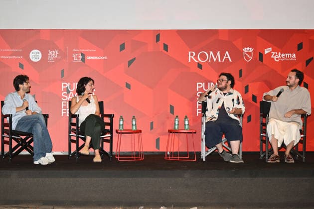 News - Romana Maggiora Vergano and Paolo Strippoli at Puntasacra Film Fest Paolo Strippoli, Romana Maggiora Vergano, Fabrizio Ciavoni and Riccardo Cozzari before the screening of La Valle dei Sorrisi at the Puntasacra Film Fest on July 17, 2026, in Idroscalo di Ostia, Rome, Italy. Rome Idroscalo di Ostia Italy Copyright: xDomenicoxCippitellix xLiveMediax LPN_2569384
