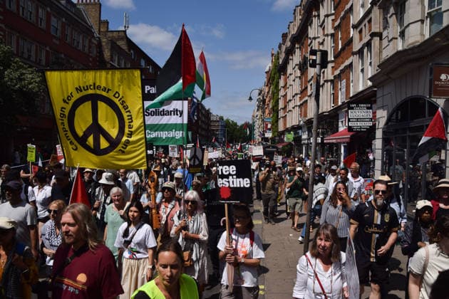 July 18, 2026, London, England, United Kingdom: Thousands of people take part as the Narional March for Palestine sets off from Russell Square. London United Kingdom - ZUMAv130 20260718_zip_v130_033 Copyright: xVukxValcicx