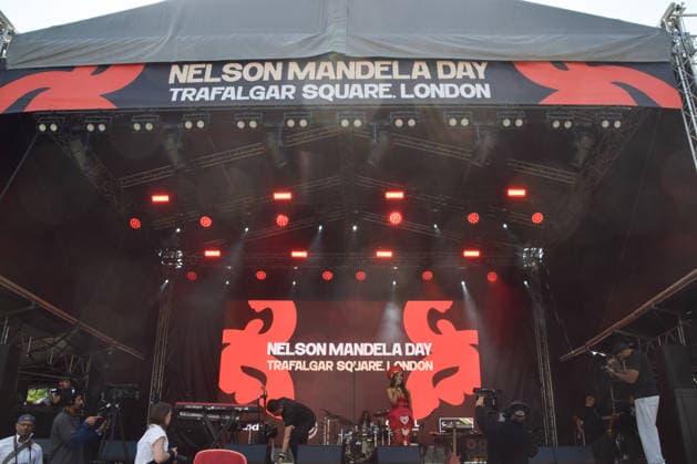 July 18, 2026, London, England, United Kingdom: A view of the stage at the Nelson Mandela Day celebration in Trafalgar Square, honouring the life and legacy of Nelson Mandela. This year also marks the 30th anniversary of the South African Constitution. London United Kingdom  - ZUMAv130 20260718_zip_v130_044 Copyright: xVukxValcicx