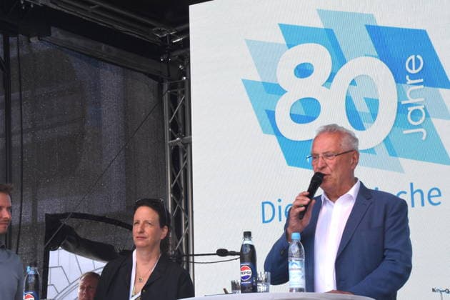 Marion Seidel Kirchenraetin Joachim Herrmann, Bayerischen Staatsminister Des Innern, fuer Sport und Intigraton Muenchen 18.07.2026 Wittelsbacherplatz 80 Jahre Bayerische Polizei: Jubilaeum Foto Muenchen *** Marion Seidel, Church Councilor; Joachim Herrmann, Bavarian Minister of the Interior, Sports, and Integration; Munich, July 18, 2026; Wittelsbacherplatz; 80th Anniversary of the Bavarian Police; Photo: Munich