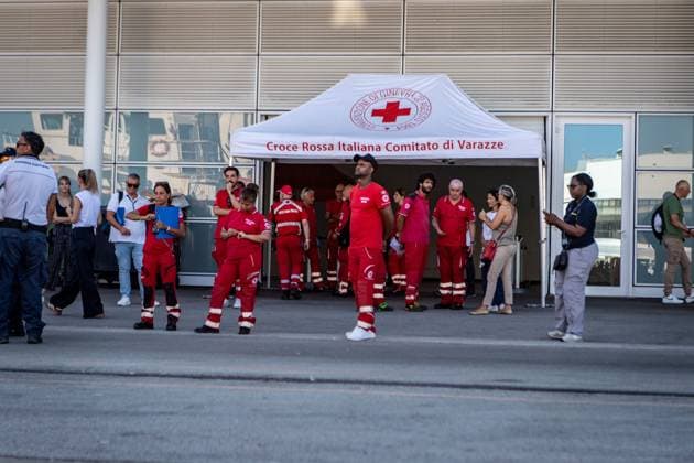 Rescue and disembarkation of 85 people by the rescue ship Open Arms SIRACUSA CENTRAL MEDITERRANEAN SEA SAVONA, ITALY JUNE 29 JULY 5, 2026: Open Arms Mission 129 departed from the Sicilian port of Siracusa on June 29, 2026, escorted by other humanitarian rescue vessels. On July 2, the Spanish humanitarian search and rescue organization rescued 85 migrants from a wooden boat in the central Mediterranean. The survivors remained aboard the rescue ship, where they received medical assistance and watched Spain™s FIFA World Cup match against Austria while awaiting a designated port of safety. On July 5, 2026, they disembarked at the port of Savona, near Genoa, where they were received by the Italian authorities. Savona Italy Copyright: x xAntonioxSemperex xJNAxPressx