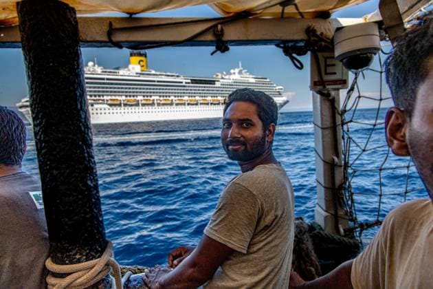 Rescue and disembarkation of 85 people by the rescue ship Open Arms SIRACUSA CENTRAL MEDITERRANEAN SEA SAVONA, ITALY JUNE 29 JULY 5, 2026: Open Arms Mission 129 departed from the Sicilian port of Siracusa on June 29, 2026, escorted by other humanitarian rescue vessels. On July 2, the Spanish humanitarian search and rescue organization rescued 85 migrants from a wooden boat in the central Mediterranean. The survivors remained aboard the rescue ship, where they received medical assistance and watched Spain™s FIFA World Cup match against Austria while awaiting a designated port of safety. On July 5, 2026, they disembarked at the port of Savona, near Genoa, where they were received by the Italian authorities. Savona Italy Copyright: x xAntonioxSemperex xJNAxPressx