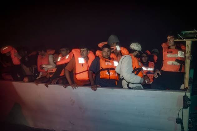 Rescue and disembarkation of 85 people by the rescue ship Open Arms SIRACUSA CENTRAL MEDITERRANEAN SEA SAVONA, ITALY JUNE 29 JULY 5, 2026: Open Arms Mission 129 departed from the Sicilian port of Siracusa on June 29, 2026, escorted by other humanitarian rescue vessels. On July 2, the Spanish humanitarian search and rescue organization rescued 85 migrants from a wooden boat in the central Mediterranean. The survivors remained aboard the rescue ship, where they received medical assistance and watched Spain™s FIFA World Cup match against Austria while awaiting a designated port of safety. On July 5, 2026, they disembarked at the port of Savona, near Genoa, where they were received by the Italian authorities. Savona Italy Copyright: x xAntonioxSemperex xJNAxPressx