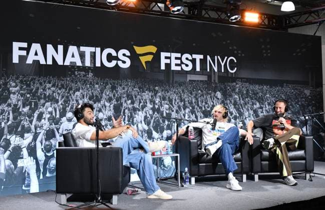 NEW YORK, NY - JULY 18: Puka Nacua, Logan Paul and Mike Majlak during an episode of Impaulsive at day 3 of Fanatics Fest NYC on July 18, 2026 at Javits Center in New York City. Copyright: xMediaPunchx