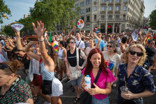 Barcelona LGBTQIA Pride Parade 2026: The atmosphere in the streets of Barcelona during the Barcelona Pride 2026 parade and march on July 18, 2026, in Barcelona, Catalonia, Spain. This parade is the main event of a week-long celebration featuring activities, talks, exhibitions, and music for International Pride Day 2026. JULY 18, 2026 Lorena Sopê Barcelona, Catalonia Barcelona, Catalonia, Spain  Copyright: xLorenaxSopÃªnax 7673326