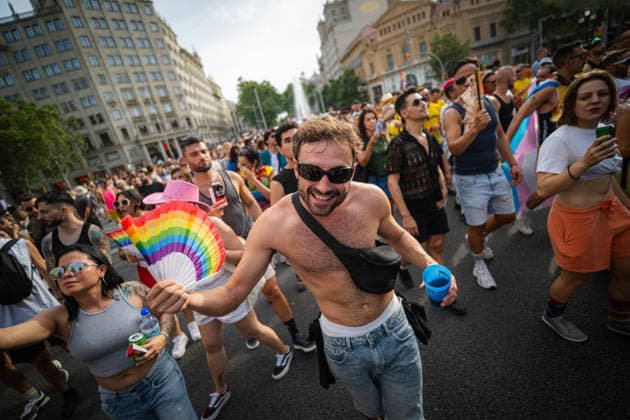 Barcelona LGBTQIA Pride Parade 2026: The atmosphere in the streets of Barcelona during the Barcelona Pride 2026 parade and march on July 18, 2026, in Barcelona, Catalonia, Spain. This parade is the main event of a week-long celebration featuring activities, talks, exhibitions, and music for International Pride Day 2026. JULY 18, 2026 Lorena Sopê Barcelona, Catalonia Barcelona, Catalonia, Spain  Copyright: xLorenaxSopÃªnax 7673327