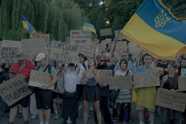 News Themen der Woche KW29 Protesters gather in Kyiv for a third consecutive day to denounce the dismissal of Ukrainian Defence Minister Fedorov. - 18 07 2026 - Ukraine Kyiv Oblast Kyiv () -  LouisxLemaire-Sicrex xLexPictorium LePictorium_0339195