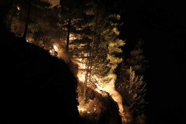 Forest fires continue on the Italian island of Sicily PALERMO, ITALY - JULY 18: The flames are advancing through the forest while the forest fire continues during the night, on the slopes of Mount Iato near Palermo on the island of Sicily, Italy, on July 18, 2026, as ground and air crews continue their efforts to contain the blaze. Forest fires breaking out at various points on the island are continuing. Alberto Lo Bianco Anadolu Palermo Italy. Editorial use only. Please get in touch for any other usage.  Copyright: x2026xAnadoluxAlbertoxLoxBiancox