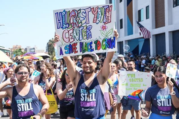 July 18, 2026, San Diego, California, Unted States: People march on the streets with rainbow flags and placards during the parade..The 2026 San Diego Pride Parade fills the streets of Hillcrest area with color, energy, and a powerful sense of community as thousands of people gather to celebrate LGBTQ+ pride and equality on July 18th, 2026, in San Diego, California. Participants wave rainbow flags, dance alongside decorated floats, and cheer for local organizations, businesses, and advocacy groups that march through the streets. Allies line the parade route, creating an atmosphere of joy while also recognizing Pride s roots in the fight for equal rights. San Diego Unted States  - ZUMAs197 20260718_aaa_s197_100 Copyright: xWaixLeexMichaelxHox