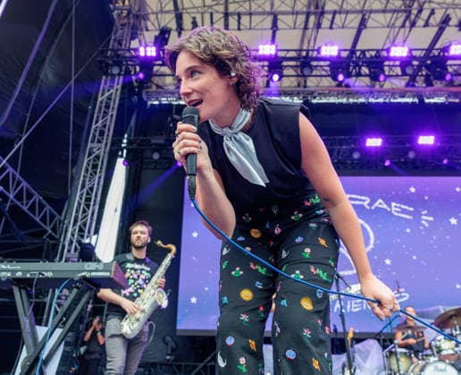 July 18, 2026, Marshfield, Massachusetts, USA: SAMMY RAE performs during the Levitate Music Festival in Marshfield, Massachusetts, on Saturday, July 18, 2026. Fronting the band Sammy Rae and The Friends, the Brooklyn-based singer-songwriter is known for energetic live performances that blend soul, funk, jazz, and rock influences. Marshfield USA  - ZUMAs379 20260718_znp_s379_001 Copyright: xDavexShrewsburyx