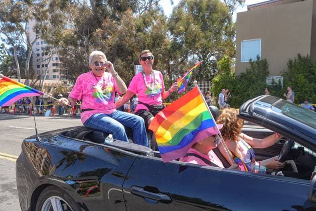 July 18, 2026, San Diego, California, Unted States: People wave rainbow flags as they drive through the parade..The 2026 San Diego Pride Parade fills the streets of Hillcrest area with color, energy, and a powerful sense of community as thousands of people gather to celebrate LGBTQ+ pride and equality on July 18th, 2026, in San Diego, California. Participants wave rainbow flags, dance alongside decorated floats, and cheer for local organizations, businesses, and advocacy groups that march through the streets. Allies line the parade route, creating an atmosphere of joy while also recognizing Pride s roots in the fight for equal rights. San Diego Unted States  - ZUMAs197 20260718_aaa_s197_113 Copyright: xWaixLeexMichaelxHox
