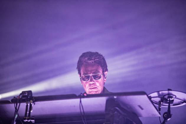 Jean Michel Jarre live in Modena, Italy - 18 Jul 2026 French musician and electronic music pioneer Jean-Michel Jarre performs live on stage at Piazza Roma in Modena for the Grand Finale of the Jazz Open Modena festival. The show, tour s only Italian date, fused music and technological innovation through the use of monumental lasers, artificial intelligence, and architectural mapping. Modena Italy Copyright: xCarloxVerganix xSOPAxImagesx JMJ26(2)