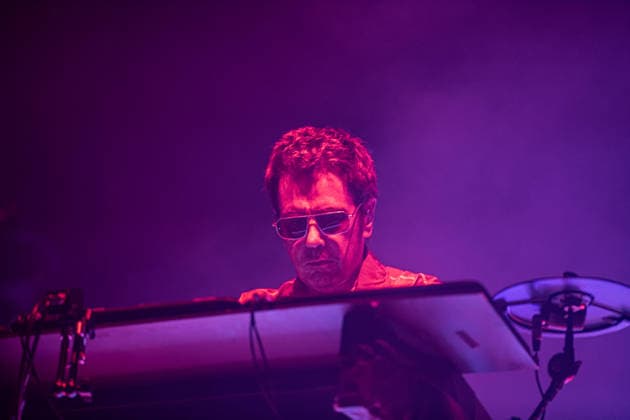 Jean Michel Jarre live in Modena, Italy - 18 Jul 2026 French musician and electronic music pioneer Jean-Michel Jarre performs live on stage at Piazza Roma in Modena for the Grand Finale of the Jazz Open Modena festival. The show, tour s only Italian date, fused music and technological innovation through the use of monumental lasers, artificial intelligence, and architectural mapping. Modena Italy Copyright: xCarloxVerganix xSOPAxImagesx JMJ26(3)