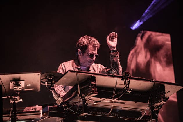 Jean Michel Jarre live in Modena, Italy - 18 Jul 2026 French musician and electronic music pioneer Jean-Michel Jarre performs live on stage at Piazza Roma in Modena for the Grand Finale of the Jazz Open Modena festival. The show, tour s only Italian date, fused music and technological innovation through the use of monumental lasers, artificial intelligence, and architectural mapping. Modena Italy Copyright: xCarloxVerganix xSOPAxImagesx JMJ26(13)