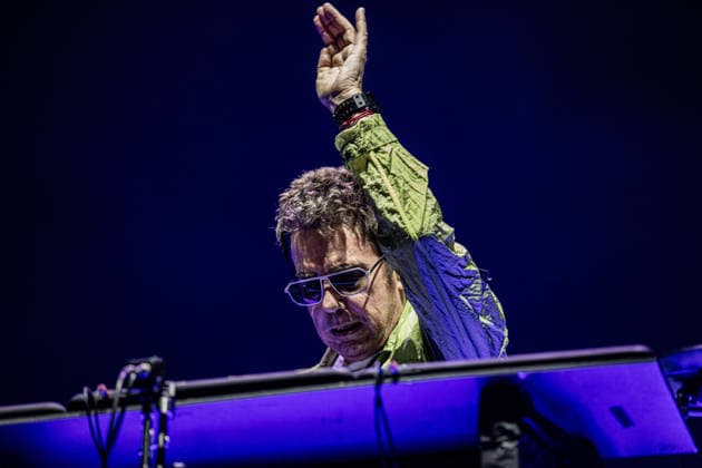 Jean Michel Jarre live in Modena, Italy - 18 Jul 2026 French musician and electronic music pioneer Jean-Michel Jarre performs live on stage at Piazza Roma in Modena for the Grand Finale of the Jazz Open Modena festival. The show, tour s only Italian date, fused music and technological innovation through the use of monumental lasers, artificial intelligence, and architectural mapping. Modena Italy Copyright: xCarloxVerganix xSOPAxImagesx JMJ26(18)