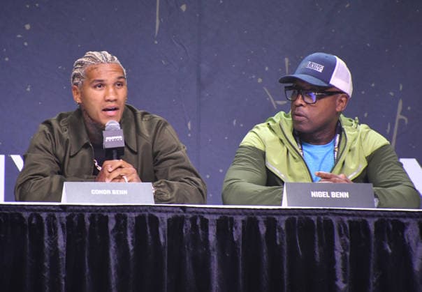 NEW YORK, NY - JULY 18: Conor Benn and Nigel Benn pictured during Zuffa Boxing Press Conference on day 3 of Fanatics Fest NYC on July 18, 2026 at Javits Center in New York City. Copyright: xmpi099 MediaPunchx