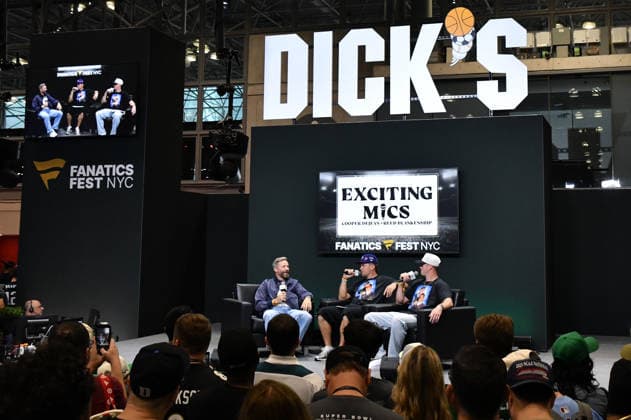 NEW YORK, NY - JULY 18: Julian Edelman, Cooper DeJean and Reed Blankenship during Exciting Mics with Cooper DeJean and Reed Blankenship at day 3 of Fanatics Fest NYC on July 18, 2026 at Javits Center in New York City. Copyright: xmpi099 MediaPunchx