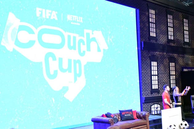 NEW YORK, NY - JULY 18: Austin Show and Kiera Please pictured during Netflix Games and FIFA: The Couch Cup on day 3 of Fanatics Fest NYC on July 18, 2026 at Javits Center in New York City. Copyright: xmpi099 MediaPunchx