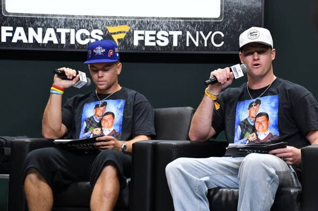 NEW YORK, NY - JULY 18: Cooper DeJean and Reed Blankenship during Exciting Mics with Cooper DeJean and Reed Blankenship at day 3 of Fanatics Fest NYC on July 18, 2026 at Javits Center in New York City. Copyright: xmpi099 MediaPunchx