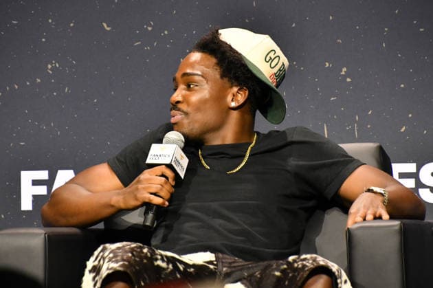 NEW YORK, NY - JULY 18: Kam Patterson pictured during Da Get Got with Marshawn Lynch and Mike Robinson on day 3 of Fanatics Fest NYC on July 18, 2026 at Javits Center in New York City. Copyright: xmpi099 MediaPunchx
