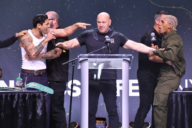 NEW YORK, NY - JULY 18: Ryan Garcia, Dana White and Conor Benn pictured during Zuffa Boxing Press Conference on day 3 of Fanatics Fest NYC on July 18, 2026 at Javits Center in New York City. Copyright: xmpi099 MediaPunchx