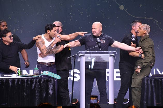 NEW YORK, NY - JULY 18: Henry Garcia, Ryan Garcia, Dana White and Conor Benn pictured during Zuffa Boxing Press Conference on day 3 of Fanatics Fest NYC on July 18, 2026 at Javits Center in New York City. Copyright: xmpi099 MediaPunchx
