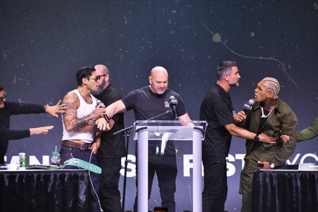 NEW YORK, NY - JULY 18: Ryan Garcia, Dana White and Conor Benn pictured during Zuffa Boxing Press Conference on day 3 of Fanatics Fest NYC on July 18, 2026 at Javits Center in New York City. Copyright: xmpi099 MediaPunchx