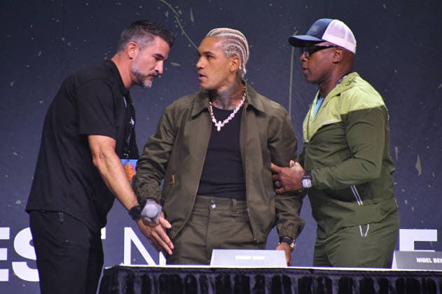 NEW YORK, NY - JULY 18: Conor Benn and Nigel Benn pictured during Zuffa Boxing Press Conference on day 3 of Fanatics Fest NYC on July 18, 2026 at Javits Center in New York City. Copyright: xmpi099 MediaPunchx