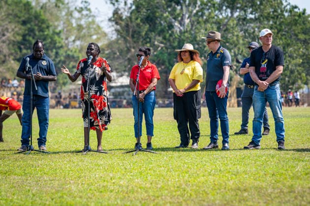 ANTHONY ALBANESE TIWI ISLANDS VISIT, Australian Prime Minister Anthony Albanese during welcome activities at Stanley Tipiloura Oval on Bathurst Island, Northern Territory, Sunday, July 19, 2026. ( NO ARCHIVING BATHURST ISLAND NORTHERN TERRITORY AUSTRALIA  Copyright: xPATCHxCLAPPx 20260719184754177371