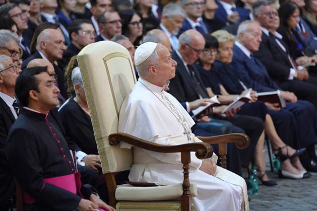 ITALY - POPE LEO XIV ATTENDS A CONCERT IN THE APOSTOLIC PALACE AT THE SUMMER PAPAL RESIDENCE IN CASTEL GANDOLFO - 2026 7 18 Italy, Castel Gandolfo, Vatican, 2026 7 18.Pope Leo XIV attend a concert in the Apostolic Palace at the summer papal residence in Castel Gandolfo EDITORIAL USE ONLY - NO BOOKS Copyright: xGgalazkax
