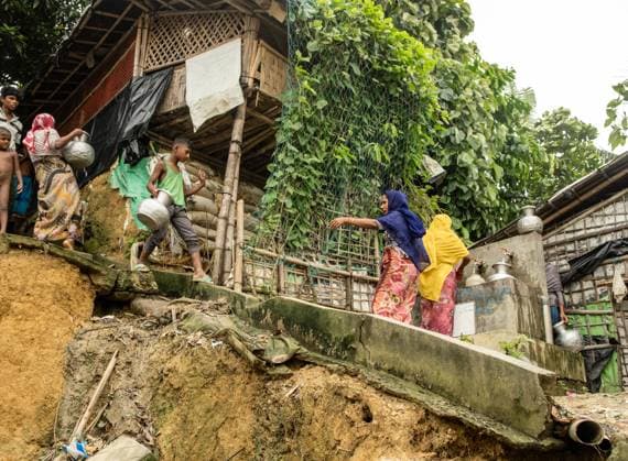 Monsoon rains heighten landslide risks in Rohingya refugee camps COX S BAZAR, BANGLADESH JULY 19, 2026: Rohingya refugees live in makeshift shelters on steep hillsides at a refugee camp in Cox s Bazar during the monsoon season. Heavy rainfall increases the risk of landslides and flooding, while muddy conditions, damaged infrastructure and limited access to clean water and sanitation pose additional health and safety challenges for hundreds of thousands of displaced residents. Cox s Bazar Bangladesh Copyright: x xMdxshamimxUlxislamx xJNAxPressx
