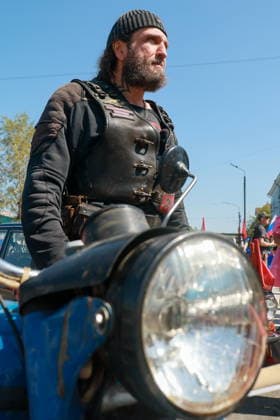RUSSIA, VOLOGDA REGION - JULY 19, 2026: Alexander Khirurg Zaldostanov, President of the Night Wolves Motorcycle Club, attends a ceremony to unveil a monument to Soviet leader Joseph Stalin (1878-1953) and metallurgist Ivan Bardin (1883-1960) amid improvements to a garden square at the intersection of Victory Avenue, Metallurgov and Stalevarov Streets in Cherepovets, west of Vologda Russia  - ZUMAt113 20260719_zaa_t113_118 Copyright: xVladimirxSmirnovx