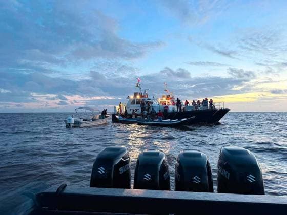 Ferry carrying 116 capsizes off Guyana coast GEORGETOWN, GUYANA - JULY 19: (----EDITORIAL USE ONLY – MANDATORY CREDIT - GUYANA PRIME MINISTER S OFFICE HANDOUT - NO MARKETING NO ADVERTISING CAMPAIGNS - DISTRIBUTED AS A SERVICE TO CLIENTS----) A ferry carrying 116 passengers capsized off the coast of Guyana, with authorities saying 53 people had been rescued so far, in Georgetown, Guyana, on July 19, 2026. The vessel, MV Barima, overturned near Iron Punt while traveling from Georgetown to Port Kaituma on Saturday, according to the BBC. Emergency services launched a large-scale search-and-rescue operation after receiving a distress call at around 11.00 pm local time (0300GMT Sunday). The operation involves government and privately operated  Copyright: x2026xAnadoluxGuyanaxPrimexMinister sxOfficex xHandoutx