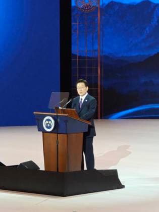 BUSAN, SOUTH KOREA - JULY 19: President of the Republic of Korea Lee Jae Myung speaks at the opening ceremony of 48th session of the UNESCO World Heritage Committee on July 19, 2026 in Busan, South Korea. The event brought together around 3,000 participants to consider new World Heritage nominations and discuss the protection of cultural and natural heritage sites.  Copyright: xVCGx 111655251251