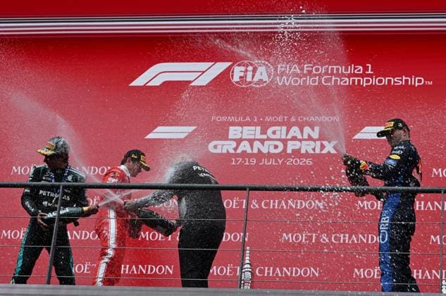 The King Visits The Formula 1 Belgian Grand Prix SPA-FRANCORCHAMPS, BELGIUM - JULY 19 : The Trophy s are for Kimmi Antonelli (1) Charles Leclerq (2) and Max Verstappen (3)King Philippe attends the Formula 1 Belgian Grand Prix at the Spa-Francorchamps circuit. The King visits the paddock and the team facilities of Mercedes-AMG and Ferrari. He speaks with various drivers and members of the technical teams..After the race,.on July 19, 2026 in Spa-Francorchamps, Belgium, 19 07 2026 Spa-Francorchamps Belgium  Copyright: xBertxVanxDenxBrouckex