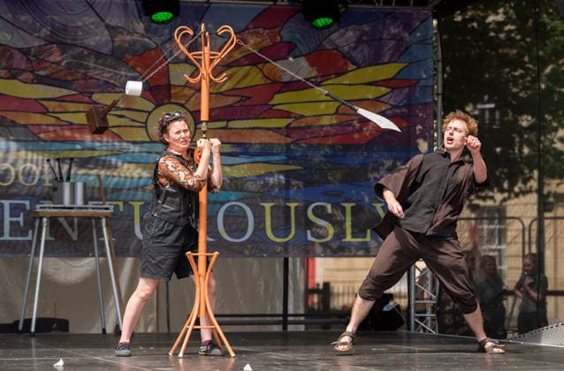 July 19, 2026, Bristol, Bristol, UK: Bristol, UK. Circus performers from Tit For Tat - Amuse Bouche, perform at Bristol Harbour Festival in warm weather at the end of the latest summer heatwave in the UK. The event includes maritime displays and boats and ships with music, circus and other performances. Bristol UK  - ZUMAl94_ 20260719_zaf_l94_008 Copyright: xSimonxChapmanx