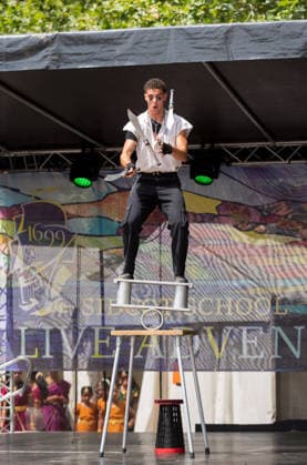 July 19, 2026, Bristol, Bristol, UK: Bristol, UK. Circus performers from Tit For Tat - Amuse Bouche, perform at Bristol Harbour Festival in warm weather at the end of the latest summer heatwave in the UK. The event includes maritime displays and boats and ships with music, circus and other performances. Bristol UK  - ZUMAl94_ 20260719_zaf_l94_012 Copyright: xSimonxChapmanx