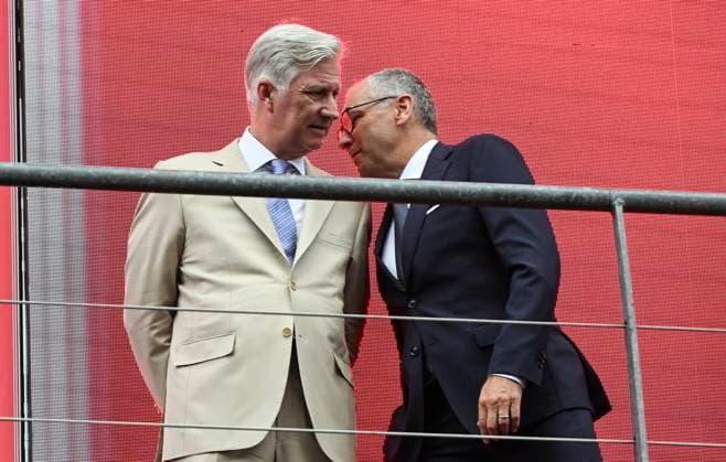 The King Visits The Formula 1 Belgian Grand Prix SPA-FRANCORCHAMPS, BELGIUM - JULY 19 : The King meets with Mr. Stefano Domenicali, Chairman and CEO of Formula One Management (FOM). King Philippe attends the Formula 1 Belgian Grand Prix at the Spa-Francorchamps circuit. The King visits the paddock and the team facilities of Mercedes-AMG and Ferrari. He speaks with various drivers and members of the technical teams..After the race, the King presents the trophy to the winner.on July 19, 2026 in Spa-Francorchamps, Belgium, 19 07 2026 Spa-Francorchamps Belgium  Copyright: xBertxVanxDenxBrouckex