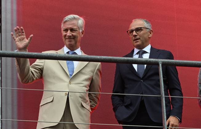 The King Visits The Formula 1 Belgian Grand Prix SPA-FRANCORCHAMPS, BELGIUM - JULY 19 : The King meets with Mr. Stefano Domenicali, Chairman and CEO of Formula One Management (FOM). King Philippe attends the Formula 1 Belgian Grand Prix at the Spa-Francorchamps circuit. The King visits the paddock and the team facilities of Mercedes-AMG and Ferrari. He speaks with various drivers and members of the technical teams..After the race, the King presents the trophy to the winner.on July 19, 2026 in Spa-Francorchamps, Belgium, 19 07 2026 Spa-Francorchamps Belgium  Copyright: xBertxVanxDenxBrouckex