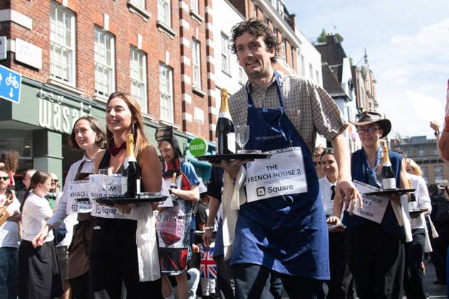 SOHO Waiters Race at SOHO, London, UK - Sun 19 July 2026 Waiters from various London restaurants take part in the annual SOHO Waiters Race, balancing a champagne bottle and a glass around SOHO in London, England, UK on Sunday 19 July 2026 as part of the SOHO Village Fete., Credit:Justin Ng Avalon UK, England, London, SOHO  Copyright: xJustinxNgx xAvalonx 1117372155