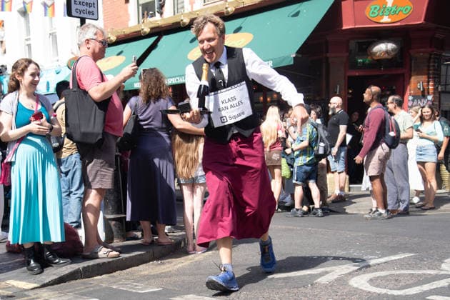 SOHO Waiters Race at SOHO, London, UK - Sun 19 July 2026 Waiters from various London restaurants take part in the annual SOHO Waiters Race, balancing a champagne bottle and a glass around SOHO in London, England, UK on Sunday 19 July 2026 as part of the SOHO Village Fete., Credit:Justin Ng Avalon UK, England, London, SOHO  Copyright: xJustinxNgx xAvalonx 1117372224