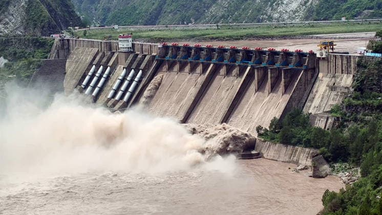 RECORD DATE NOT STATED Gates of the Salal Dam Opens in J&K s Reasi District Reasi Jammu & Kashmir , Jul 19 (ANI): A view of the multiple opened spillway gates of the Salal Dam amid rising Chenab River water level, in Reasi on Sunday. (ANI Video Grab) Reasi Jammu & Kashmir India Copyright: xANIx ANI_20260719258