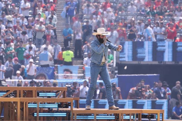 RECORD DATE NOT STATED 2026 World Cup Final - Post Malone At Closing Ceremony - USA Post Malone performs during the Closing ceremony ahead of the FIFA World Cup 2026 final football match between Spain and Argentina on July 19, 2026 in East Rutherford, NJ, USA. Photo by Charles Guerin ABACAPRESS.COM East Rutherford NJ United States  Copyright: xGuerinxCharles ABACAx
