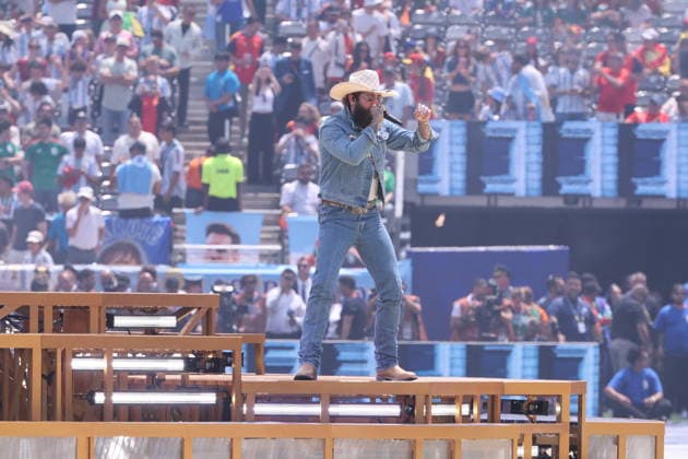 RECORD DATE NOT STATED 2026 World Cup Final - Post Malone At Closing Ceremony - USA Post Malone performs during the Closing ceremony ahead of the FIFA World Cup 2026 final football match between Spain and Argentina on July 19, 2026 in East Rutherford, NJ, USA. Photo by Charles Guerin ABACAPRESS.COM East Rutherford NJ United States  Copyright: xGuerinxCharles ABACAx