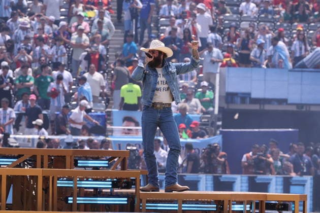 RECORD DATE NOT STATED 2026 World Cup Final - Post Malone At Closing Ceremony - USA Post Malone performs during the Closing ceremony ahead of the FIFA World Cup 2026 final football match between Spain and Argentina on July 19, 2026 in East Rutherford, NJ, USA. Photo by Charles Guerin ABACAPRESS.COM East Rutherford NJ United States  Copyright: xGuerinxCharles ABACAx