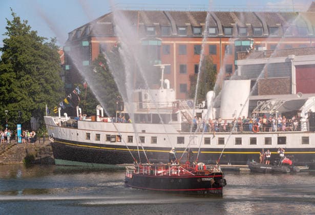 July 19, 2026, Bristol, Bristol, UK: Bristol, UK. The Pyronaut Fire Boat gives a display for the boat parade at Bristol Harbour Festival in warm weather at the end of the latest summer heatwave in the UK. The event includes maritime displays and boats and ships with music, circus and other performances. Bristol UK  - ZUMAl94_ 20260719_zaf_l94_021 Copyright: xSimonxChapmanx