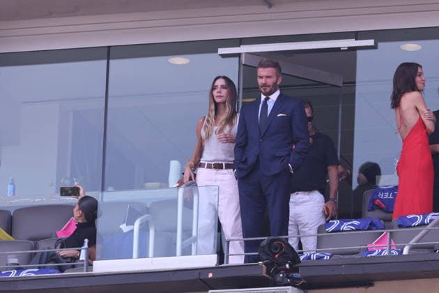 2026 World Cup Final - Beckham Family In The Stands - USA Victoria Beckham and David Beckham in the stands during the Closing ceremony ahead of the FIFA World Cup 2026 final football match between Spain and Argentina on July 19, 2026 in East Rutherford, NJ, USA. Photo by Charles Guerin ABACAPRESS.COM East Rutherford NJ United States  Copyright: xGuerinxCharles ABACAx