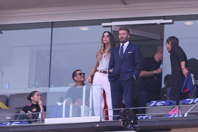 2026 World Cup Final - Beckham Family In The Stands - USA Victoria Beckham and David Beckham in the stands during the Closing ceremony ahead of the FIFA World Cup 2026 final football match between Spain and Argentina on July 19, 2026 in East Rutherford, NJ, USA. Photo by Charles Guerin ABACAPRESS.COM East Rutherford NJ United States  Copyright: xGuerinxCharles ABACAx