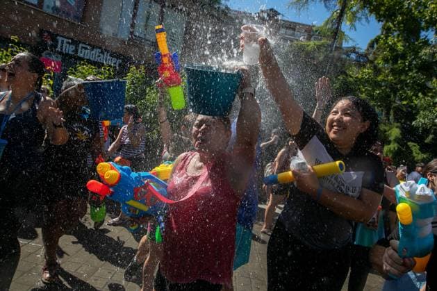 July 19, 2026, Madrid, Madrid, Spain: MADRID, SPAIN Ã¢â‚¬ JULY 19, 2026: People take part in the annual Water Battle in the working-class neighborhood of Vallecas, Madrid. The tradition began in 1981 as residents sought relief from the summer heat and is now held as part of the festivities honoring the Virgen del Carmen, the patron saint of sailors. JNA Press Madrid Spain - ZUMAq101 20260719_zna_q101_258 Copyright: xC.xCarvajalx