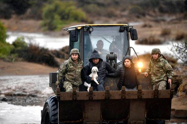 Coquimbo, July 19, 2026 In the municipality of Coquimbo, in the rural area of Tambillos, the Chilean Army is using heavy machinery to rescue families who have been cut off due to the flooding of the Alejandro Pizarro Aton Chile ravines, CHILE Aton 1173897  Copyright: AlejandroxPizarro AtonxChile